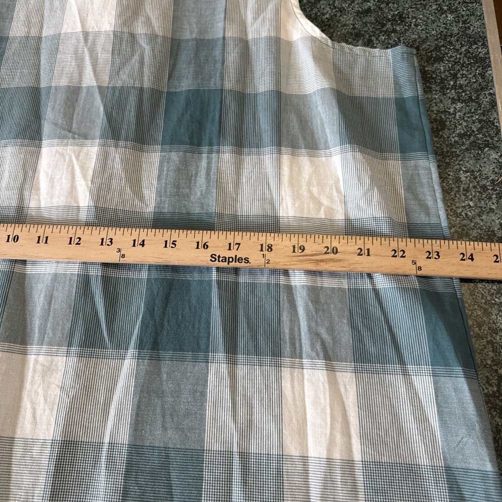 Old Ranch Brands Teal White Plaid Organic Cotton Tank Top Button Down Shirt XL - Picture 10 of 11